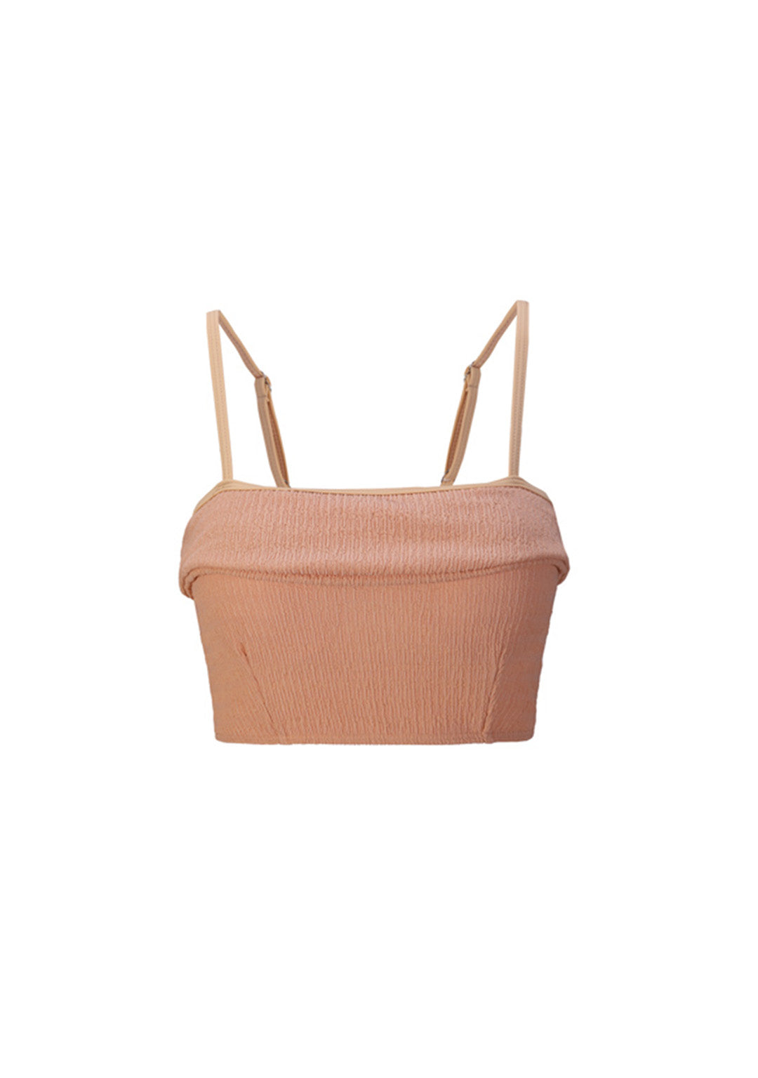 橙-MIX&MATCH泳衣上身 <23551578>是一件淺棕色質感剪裁背心,搭配可調整細肩帶,靈感來自溫柔風泳衣風格,以白色為背景。.