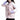 一位女士穿著粉紅色撥水防風外套 <20221670-20>，這是一件淺粉紅色的連帽外套，有白色和淡紫色的裝飾、前口袋和拉鍊前襟，站在純白背景下。.
