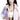 圖中一位女性從肩膀到腰部上方穿著粉紅色撥水防風外套 <20221670-20>，外罩白色運動胸罩，一隻手摸著外套的領子。背景為白色。.
