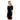 一位金髮女性穿著黑色開胸拉鏈套裝運動泳衣 <28760990>，以純白背景為背景，穿著前拉链上衣和搭配短褲。.