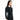 一位穿著黑色緊身低企領開胸防曬泳衣 <28941099-L1> (UPF 50+) 的女士站在純白背景下，微微側頭。.