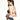 棕色頭髮的淺色膚色女性，穿著深藍色三件套日本製泳衣 <134506-TQ>，側身站立，在純白背景下微笑。.