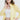 一名女子身穿白色 crop top 外罩帶有橡筋袖口的黃色超薄防風外套 <20121817-16>，一隻手摸著頸部，另一隻手則放在臀部。這張照片的肩膀和中腹部經過剪裁。.