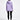 A person faces away from the camera, wearing a 粉紫色撥水外套 <20221669-50>, black leggings, and white sneakers-展現戶外時尚風格於純白背景。.