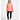 Person wearing a coral jacket on a white background