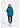 Woman wearing a teal jacket on a white background