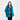 Woman wearing a blue coat on a white background