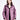 Woman wearing a purple raincoat on a white background
