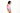 捲髮女子身穿粉紅色訓練連身運動泳衣 <21031610>，粉紅色、紫色、藍色人魚線剪裁，站在素白背景下，向側邊俯視。.