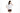 一位深色長髮的女性穿著白色分體套裝運動泳衣 <22191503>，以大膽的葉子圖案為特色，並搭配棕色短褲。她站在純白背景下，單手插著頭髮低頭看著。.