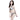 一位深色長髮的女性，以白色背景站立，擺出中灰色-MIX&MATCH泳衣上身 <23501471>的造型，微微含笑，單腳彎曲。.