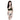 一位棕色長髮的女性，穿著卡其色-MIX&MATCH泳衣上身 <23511476>和圖案比基尼底褲，站在白色背景中，低頭微微含笑。.