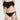 一位女士穿著 NAMI Bikini：黑色褶邊細肩帶上衣和黑色-MIX&MATCH泳衣下身 <24051530>高叉下身，站在純白背景下。.
