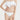 一位女性身穿 NAMI Bikini，上身白色褶邊，下身白色-MIX&MATCH泳衣下身 <24051531>，單手扶臀，背景素色。看不到她的臉。.