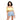 一名捲髮女子身穿黃色露肩 crop top 和藍色高腰裙 MIX&MATCH泳衣下身 <24091593>，站在純白背景下微笑。.