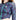 一個人穿著黑色 Chopped 防曬泳衣 <28901688-D3>，這是一件長袖拉鍊式 crop top，黑底藍綠葉的圖案，胸前有一個白色的小標誌；只顯示出他們的上半身和部分臉部。.