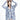 一位女士身穿同色系彩藍色長身防曬泳衣<28920749-Y12>和UPF50+防曬泳衣，微笑著在純白背景下擺姿勢。.