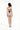 一位女士背對鏡頭站立，在純白背景上為玫紅色日本製泳衣 <423006-RD> 做造型。.