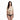 一位女性站在白色背景下，身穿 杏色日本製泳衣 <423009-IV>，米色短袖Crop上衣，前方系有領帶，搭配黑色碎花比基尼下裝，面朝前方，表情中性。.