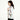 一位黑髮女子身穿白色撥水防風外套<20221543-104>，上面有彩色幾何圖案和透氣網布，側身站立在素白背景下。.